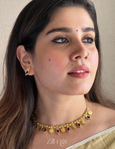 PP101638 - Gold tone Lakshmi coin & Nagapadam Necklace with Earrings set 2-Zilmor